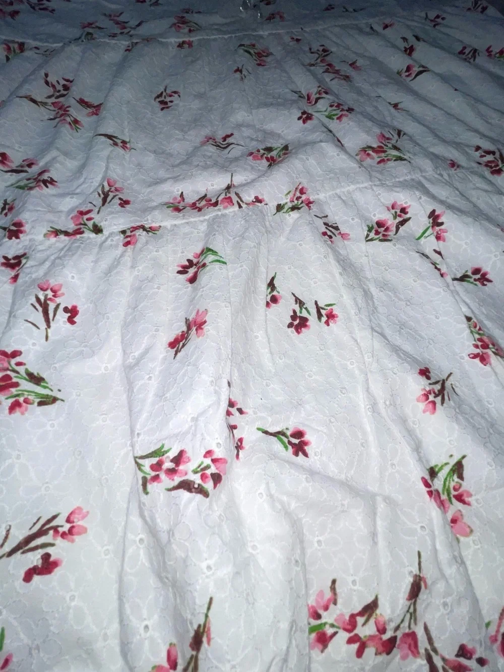 NEW CeCe Women's Printed Cotton Eyelet Puff-Sleeve A-Line Dress Size L - Picture 8 of 8